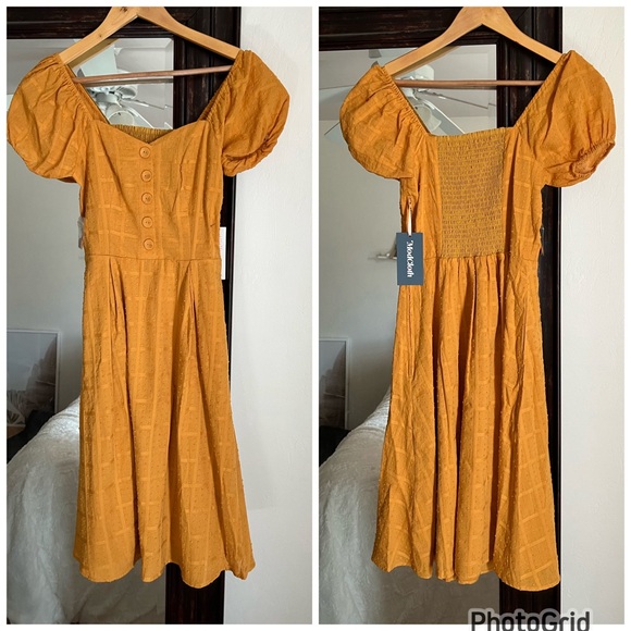 ModCloth Puff Sleeve Fit Flare Dress NEW - Picture 2 of 2